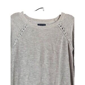 American Eagle Pullover Sweater Sz M Gray Braided Both Shoulders Long Sleeves